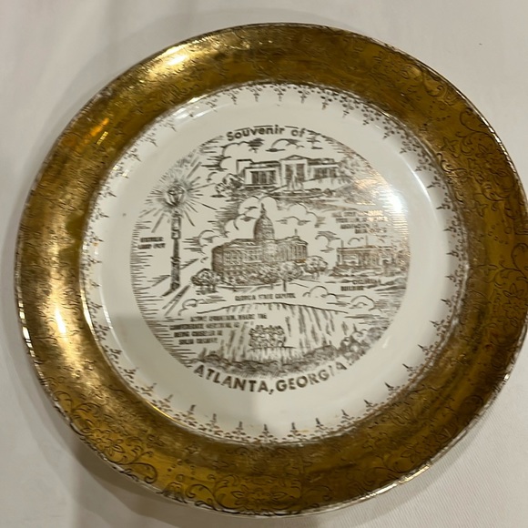 Art | Atlanta Georgia Souvenir Plate Gold Rimmed | Poshmark
